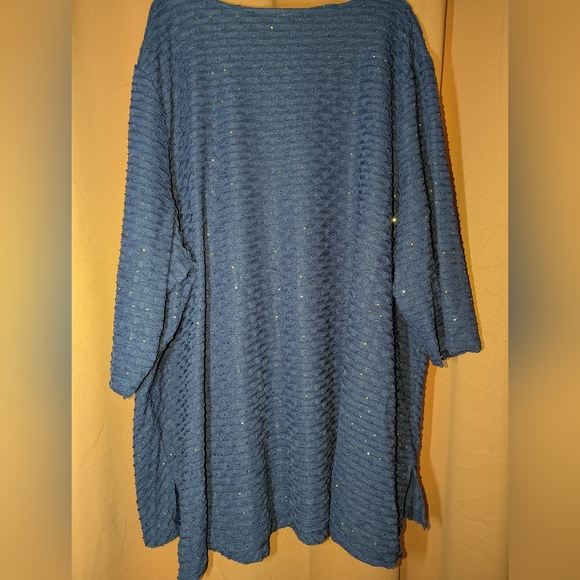 CATHERINES Blue Sparkle Textured Tunic 5x - Picture 3 of 11